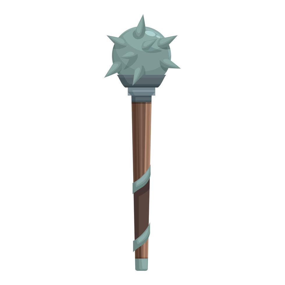 Medieval spiked mace weapon standing upright vector