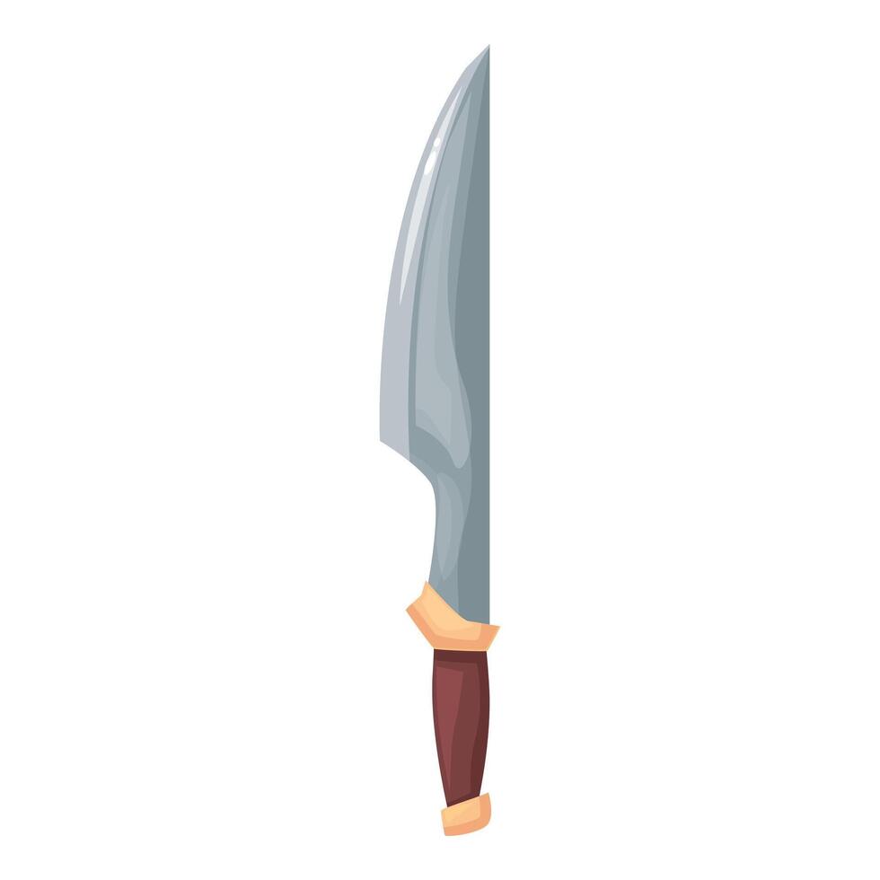 Long sharp hunting knife with wooden handle for camping vector