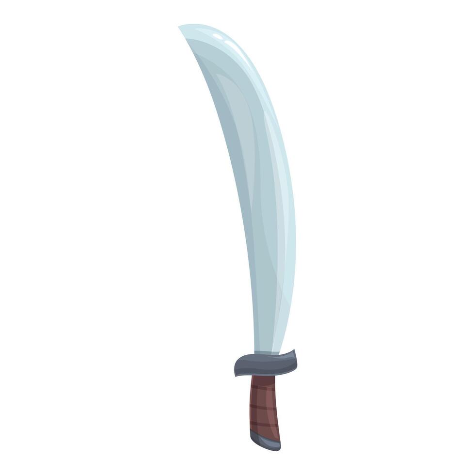 Cartoon curved sword with a sharp blade is pointing up vector