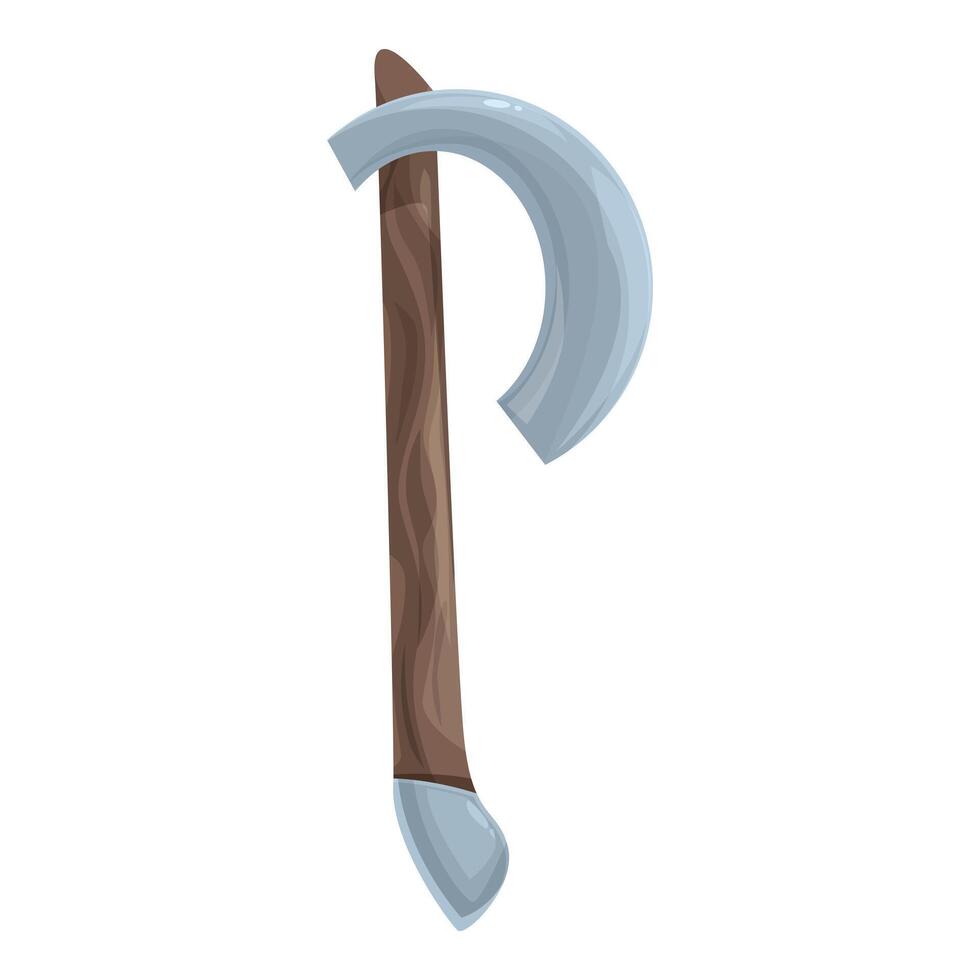 Ancient viking long axe with wooden handle and metal blade for war and hunting vector