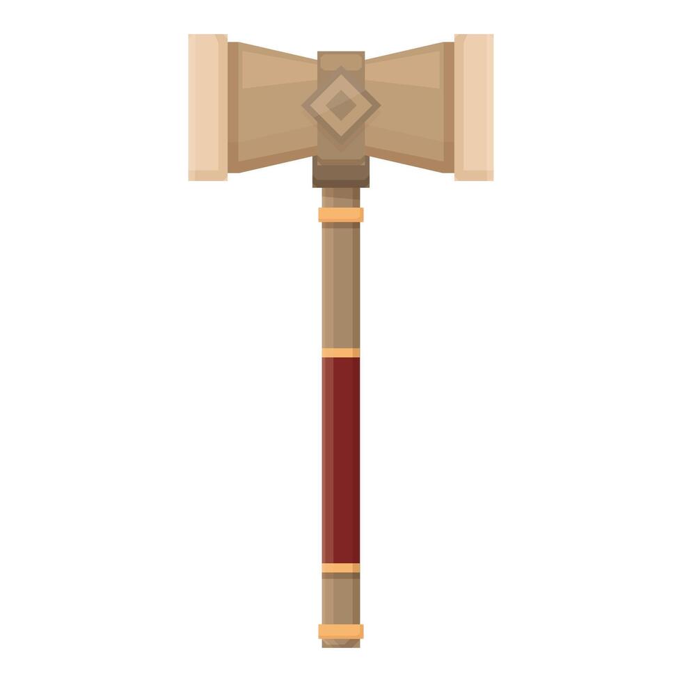 Big wooden hammer with gold details standing up on white background vector