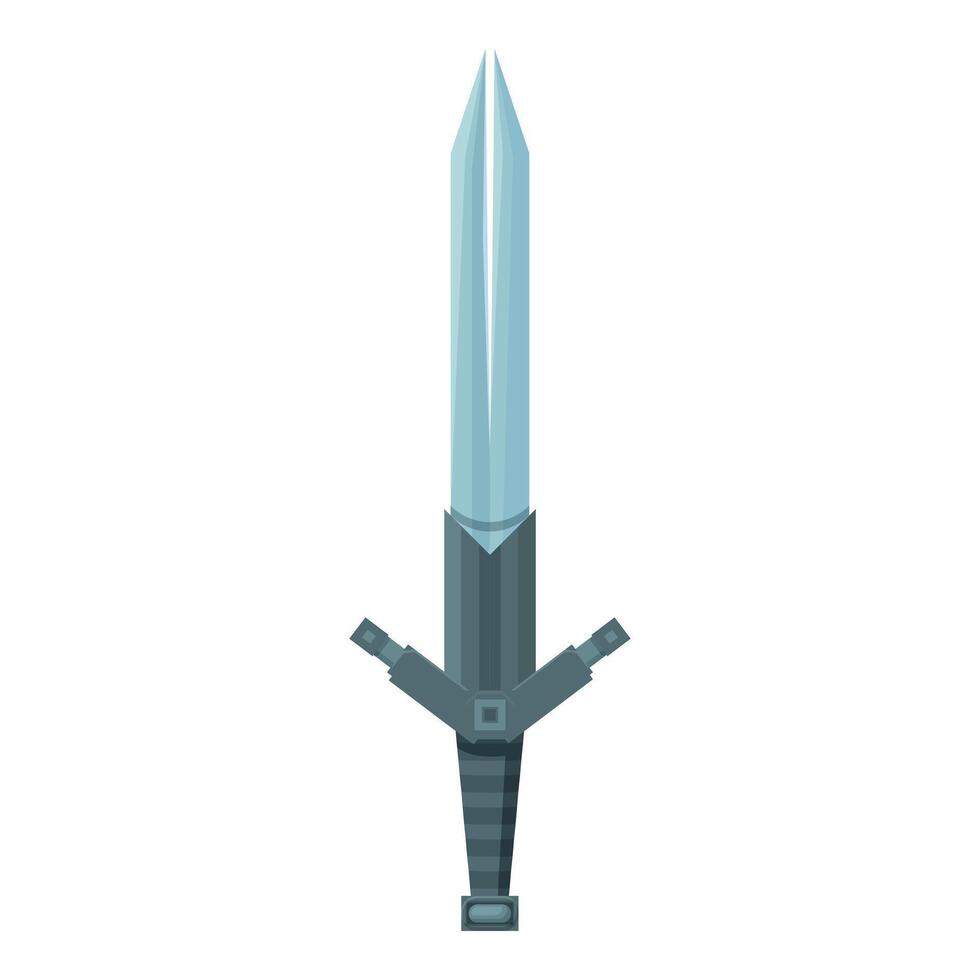 Large fantasy sword pointing up with crossguard and hilt vector
