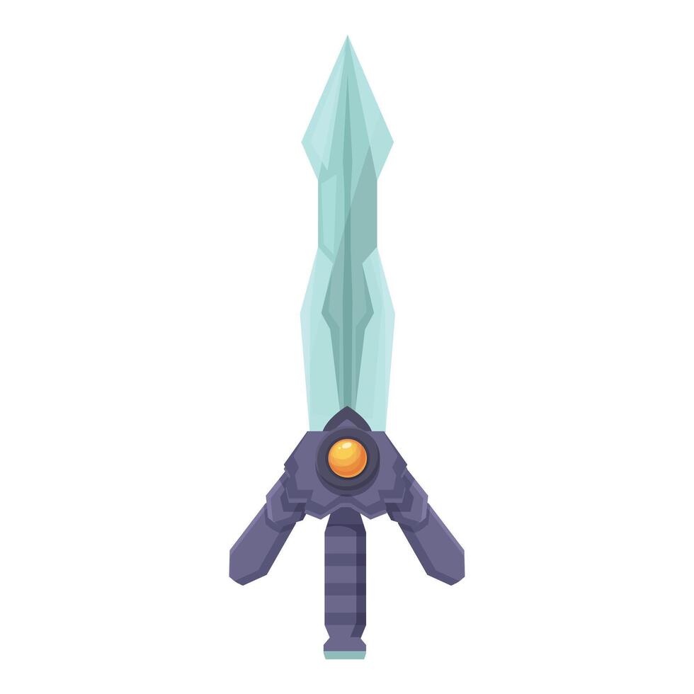 Short sword with a blue blade and a gem in the hilt standing upright vector