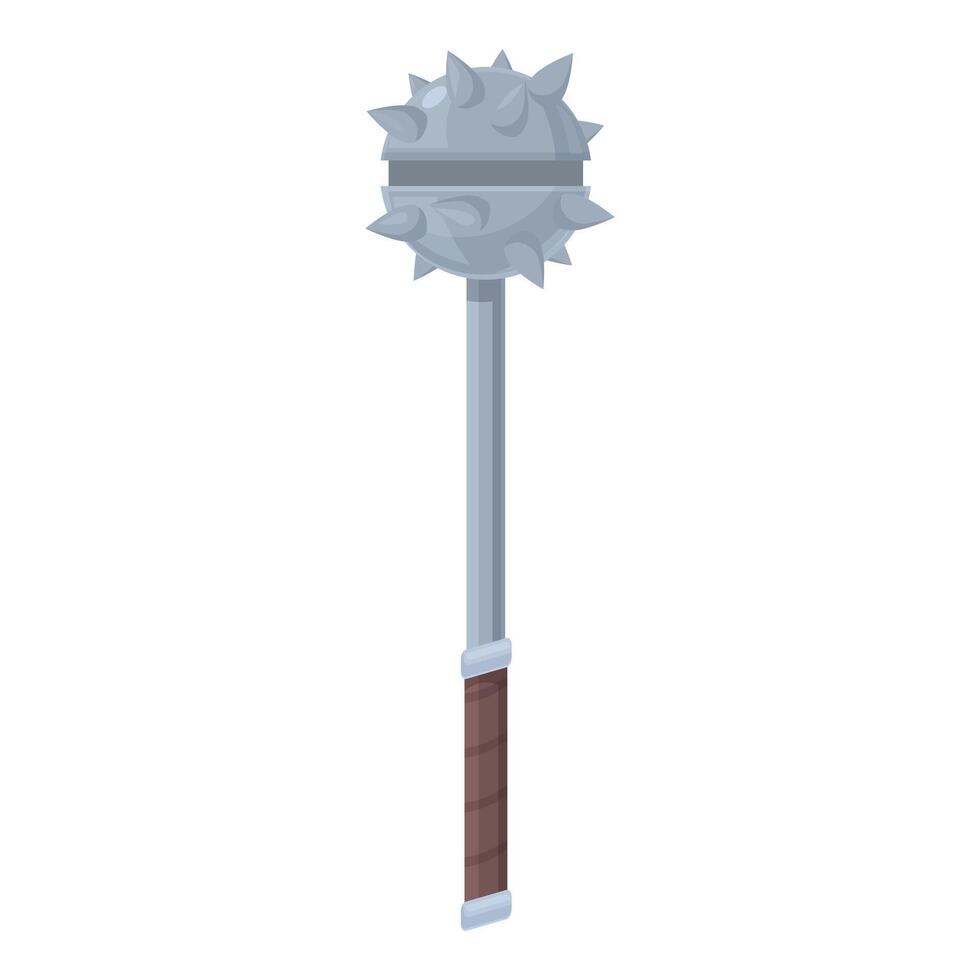Medieval spiked mace weapon standing on white background vector