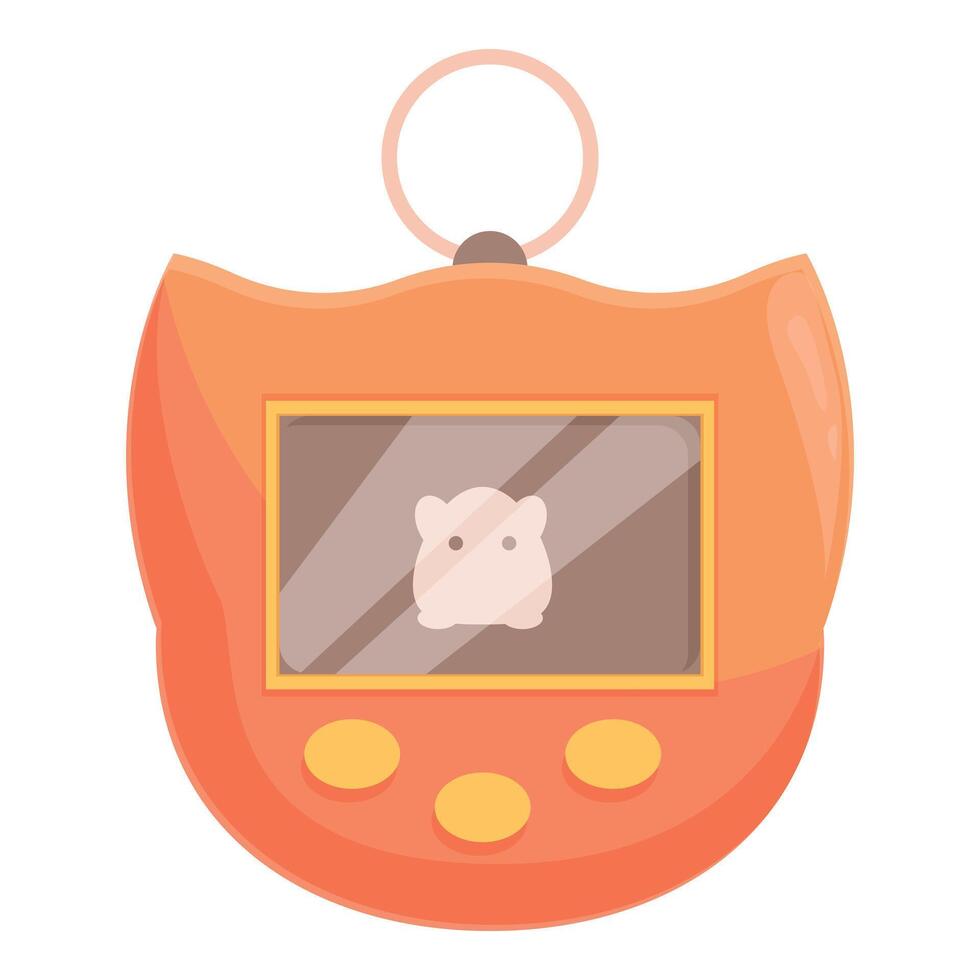 Electronic virtual pet toy with a digital pixelated hamster on the screen vector