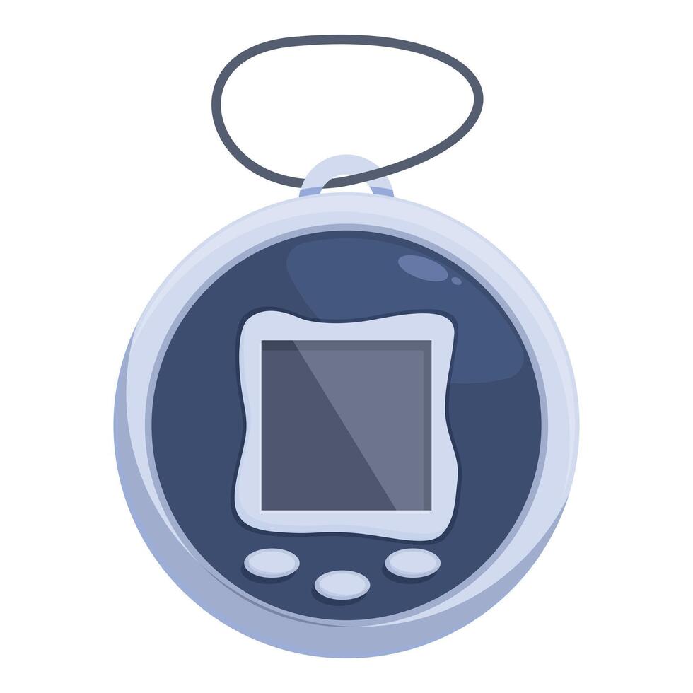 Electronic pocket game console hanging on lanyard for playing videogames vector