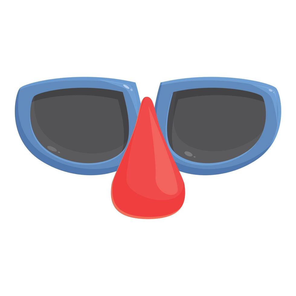 Funny clown mask with big red nose and blue sunglasses for carnival party vector