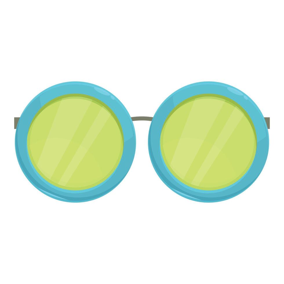 Blue round sunglasses protecting from sun with green glasses vector
