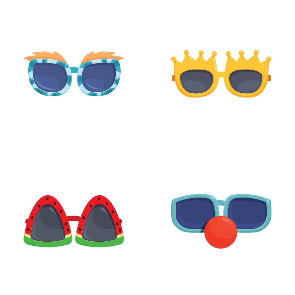 Collection of cartoon sunglasses on white background vector