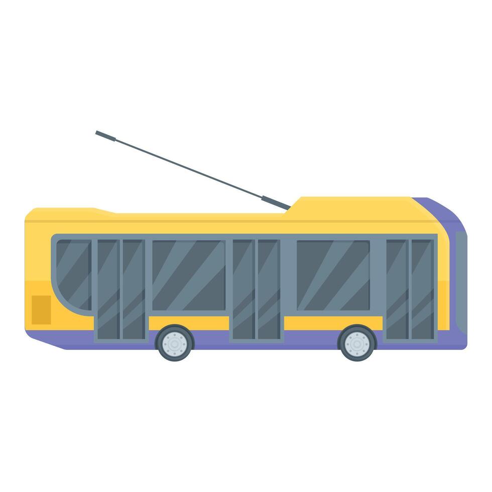 Modern yellow trolleybus side view public transport illustration vector