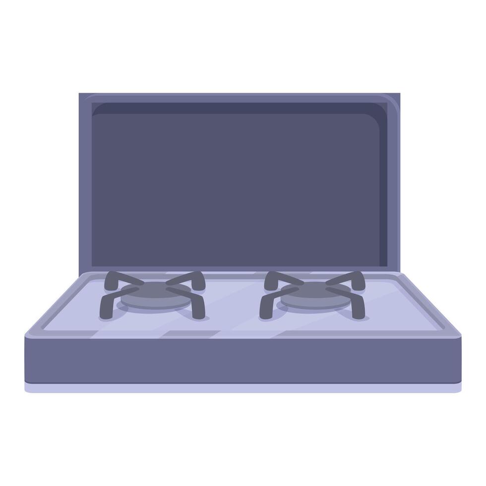 Modern gas stove with an open lid is depicted, ready for cooking vector