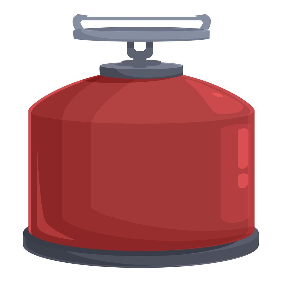 Red camping stove with propane gas cylinder for cooking while camping vector