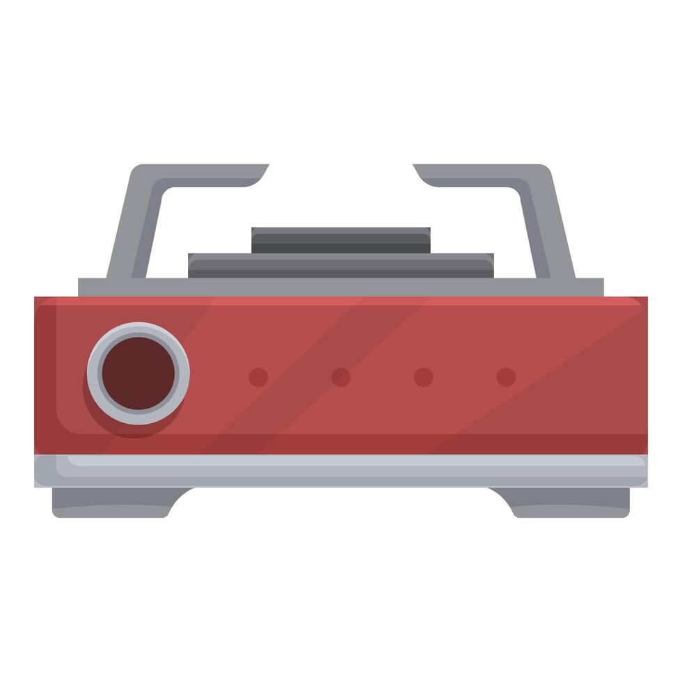 Red portable gas stove with double burner for camping vector