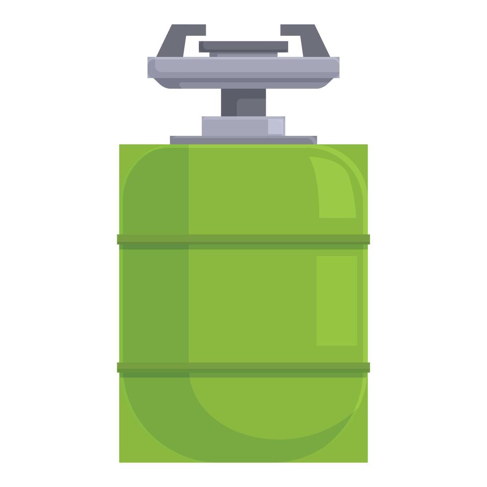Green camping gas burner is standing on a white background vector