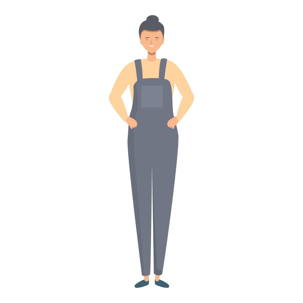 Confident female mechanic smiling and standing with hands on hips vector