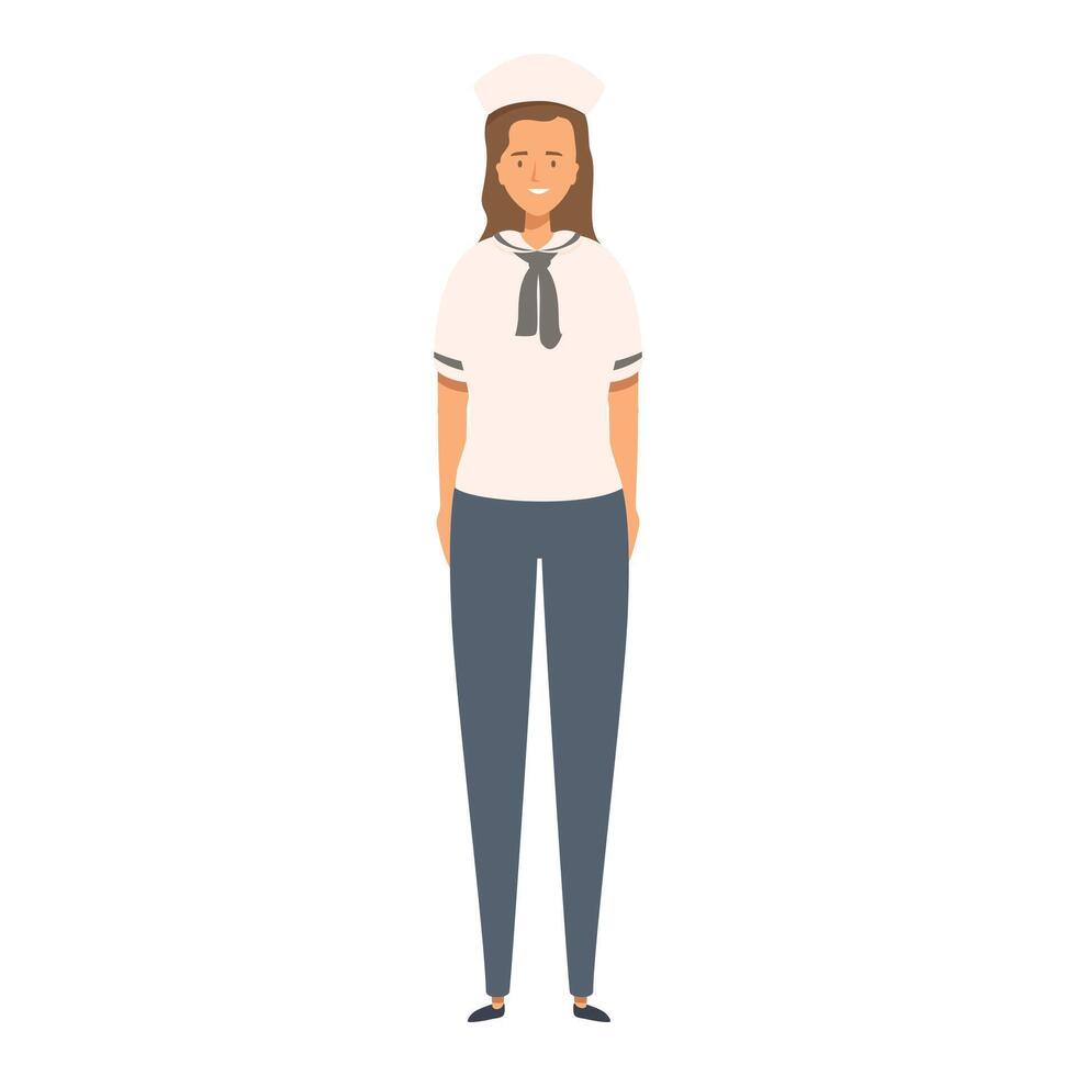 Young smiling woman sailor wearing uniform standing pose vector