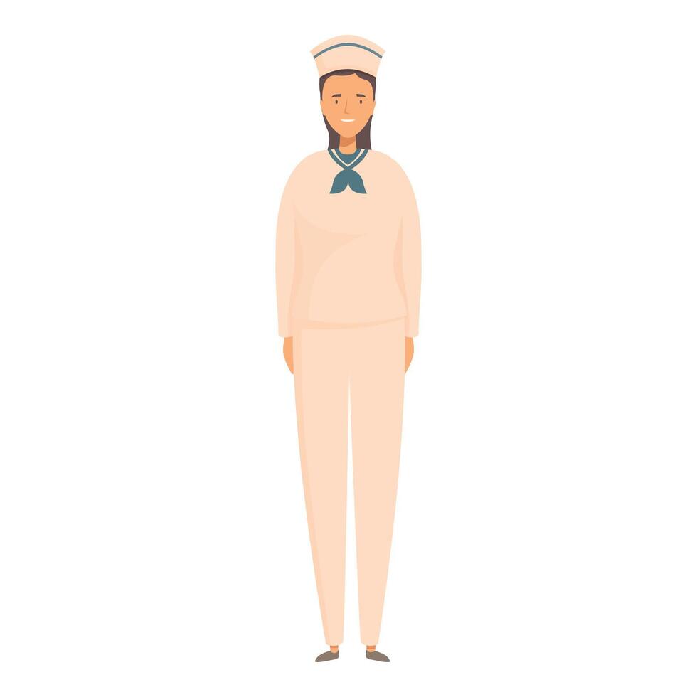 Smiling woman sailor wearing uniform standing at attention vector