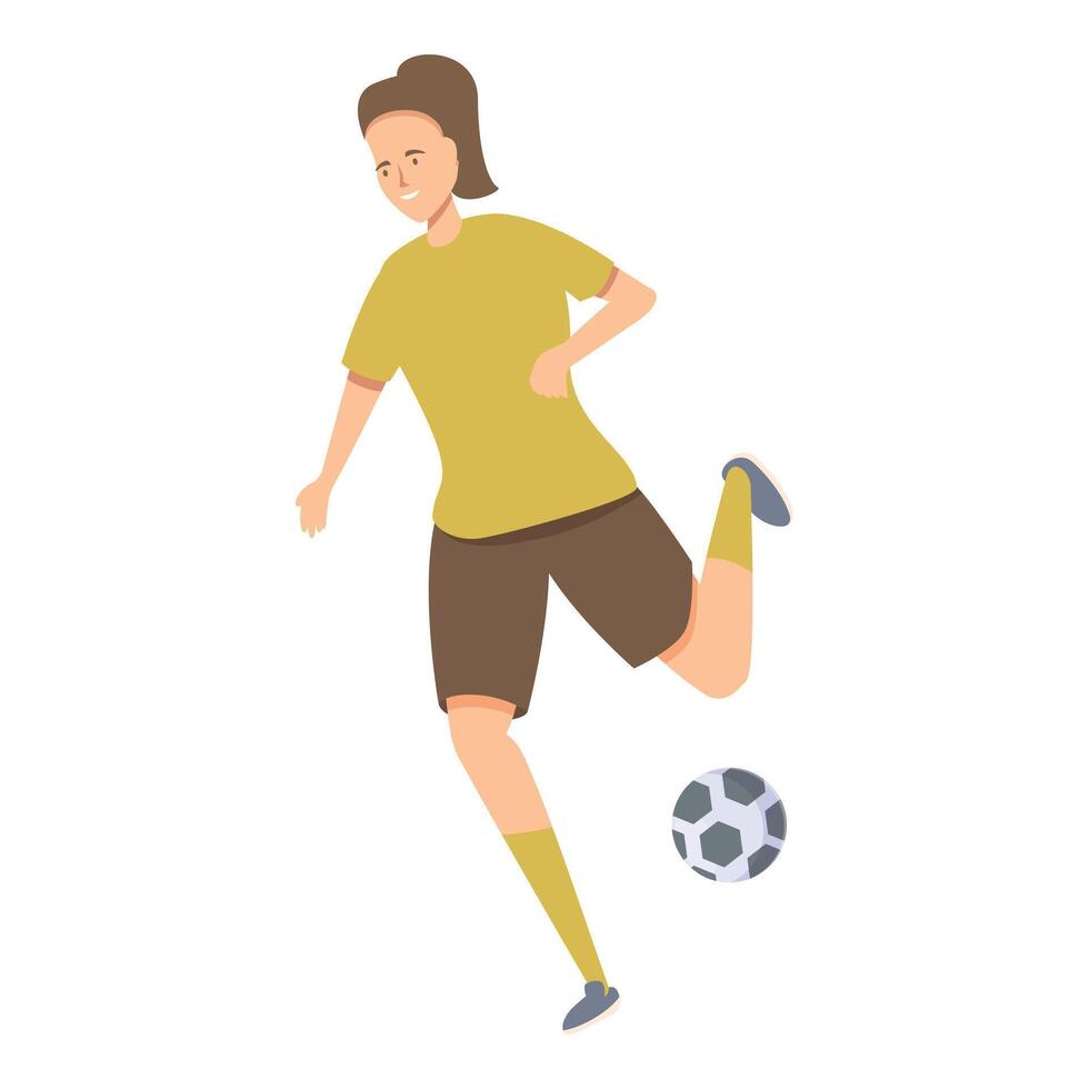 Female soccer player passing ball during match vector