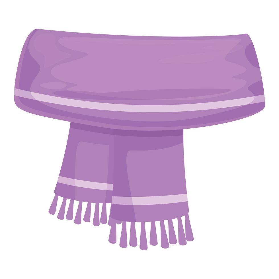 Purple winter scarf with tassels for keeping warm during cold weather vector