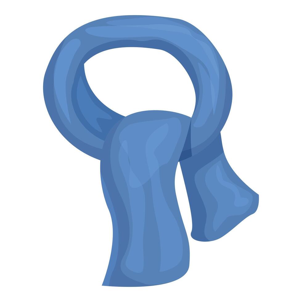 Blue winter scarf folded and hanging on white background vector