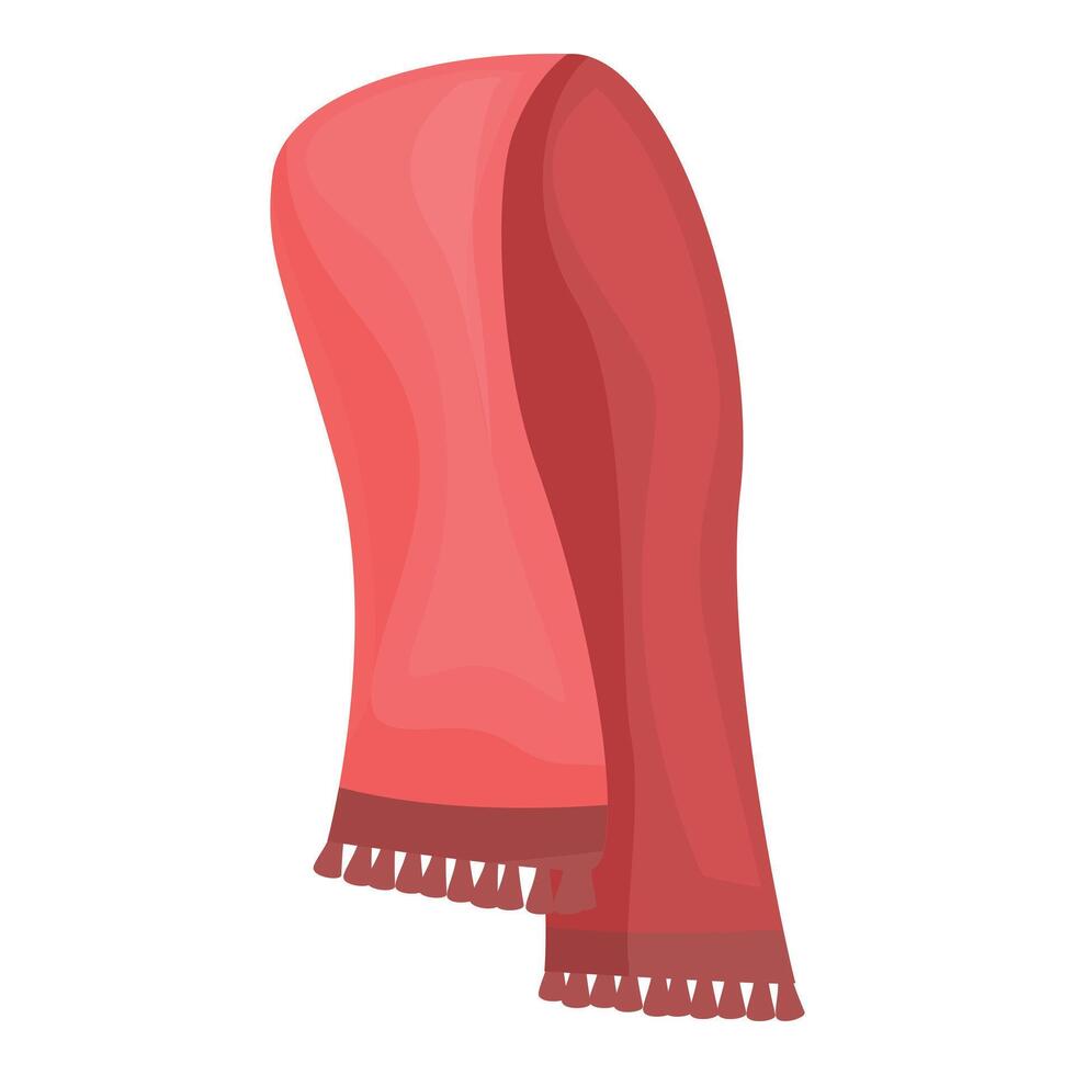 Red winter scarf with tassels hanging on white background vector