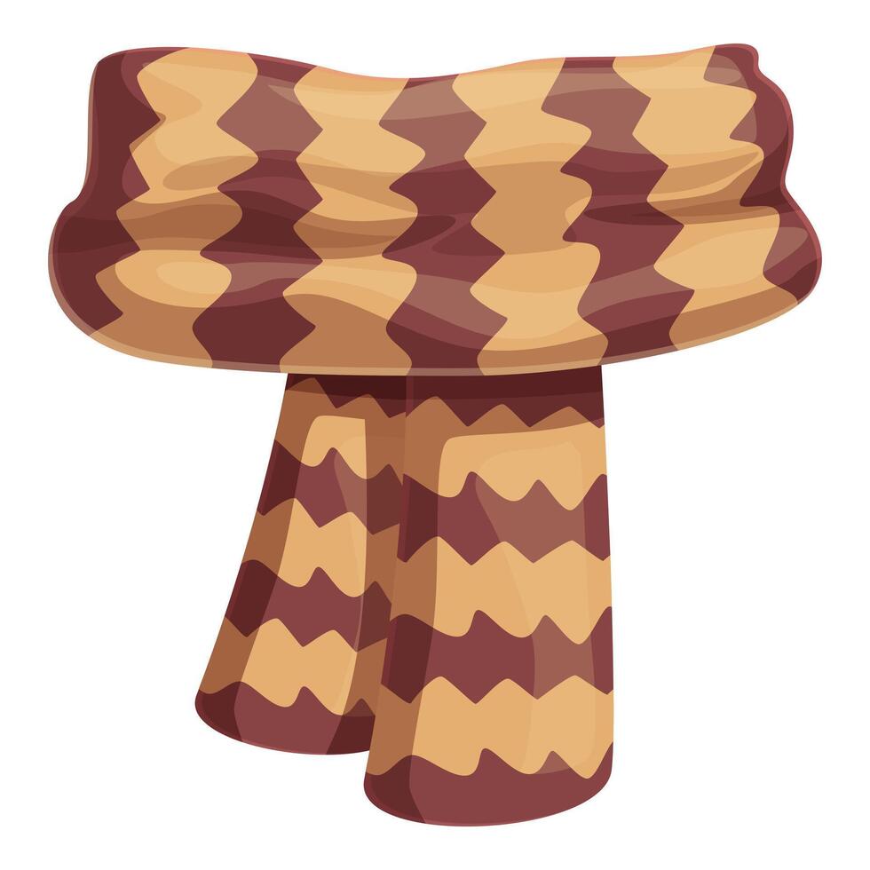 Brown and beige wool scarf with zigzag pattern for keeping warm in winter vector
