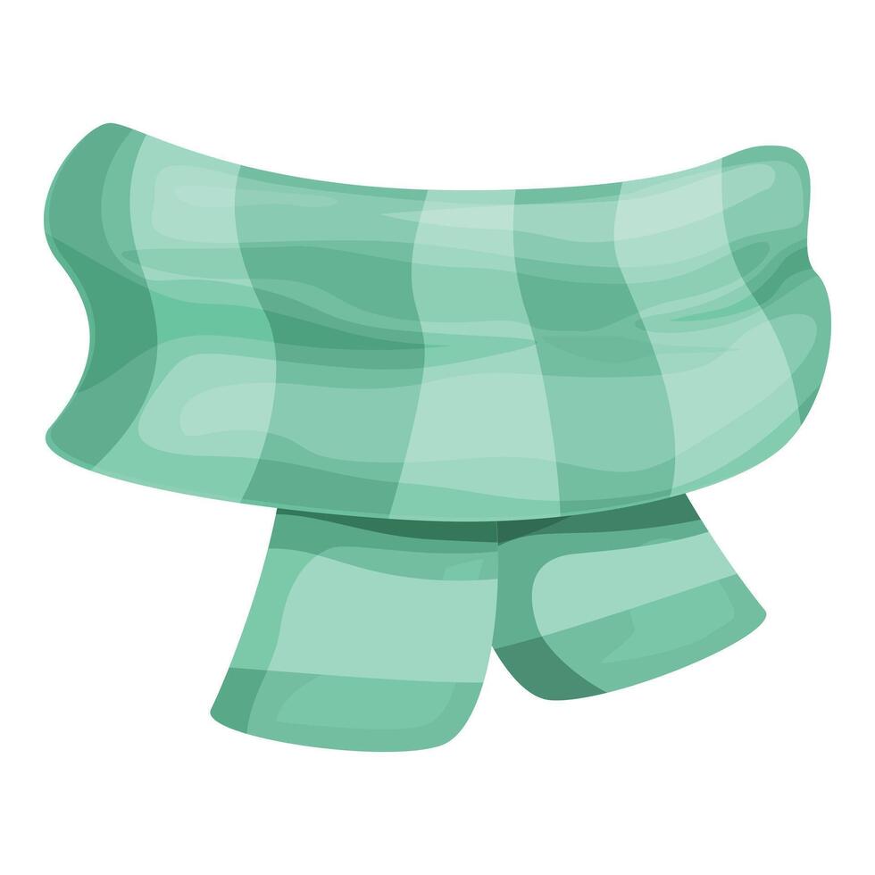 Green striped winter scarf keeping someone warm during cold weather vector
