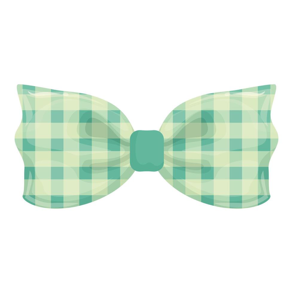 Green gingham bow tie with teal knot isolated on white background vector