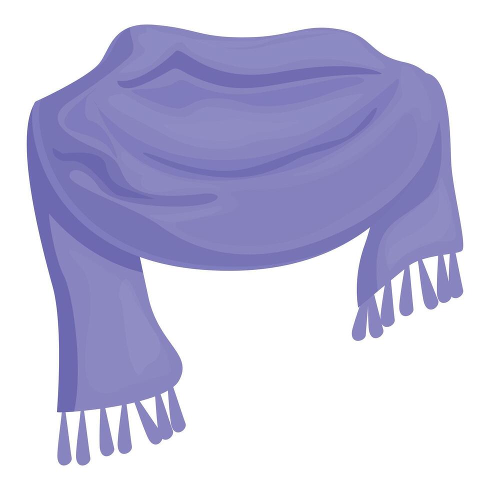 Purple winter scarf hanging with tassels for cold weather vector
