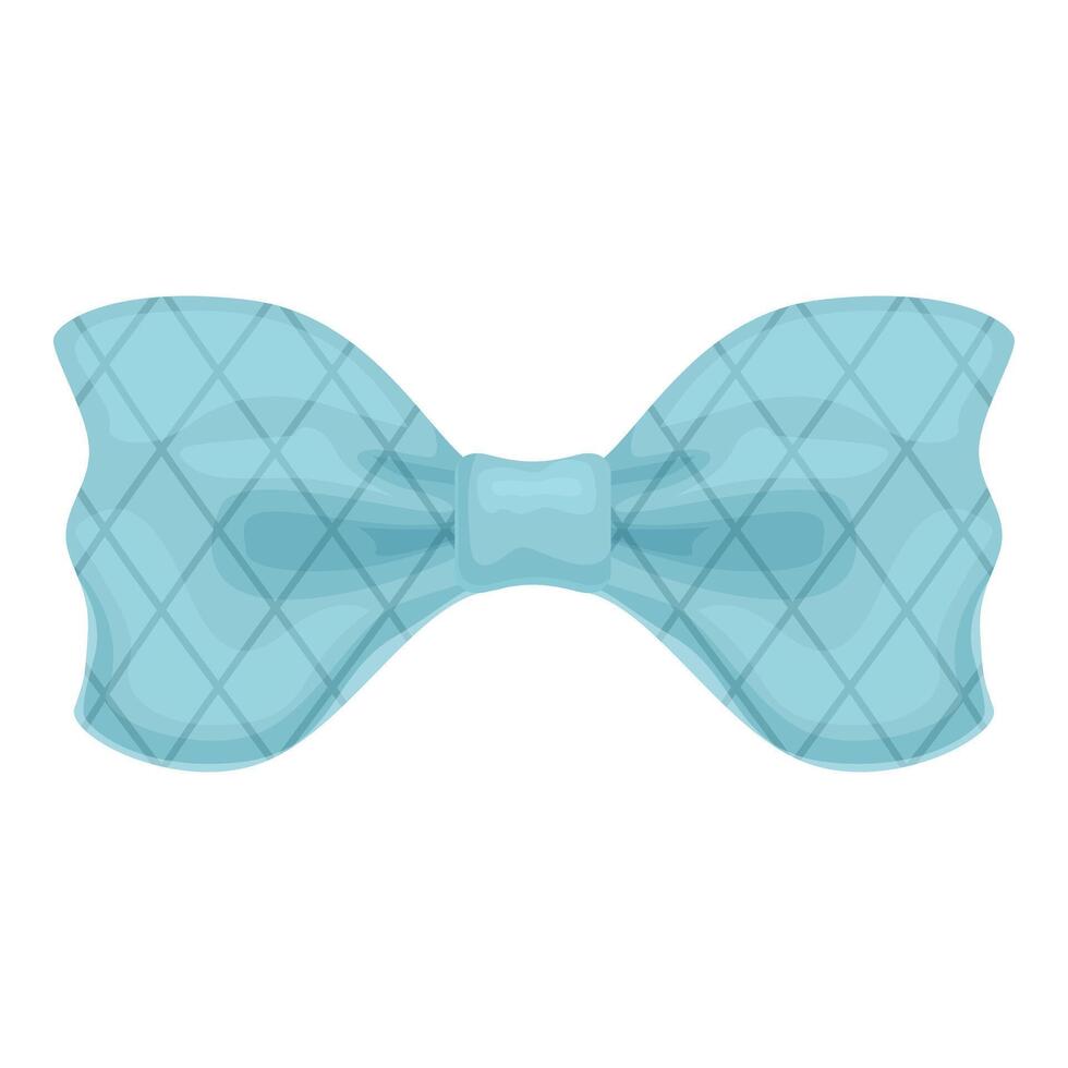Blue bow tie with a pattern of small white squares is tied around someone's neck vector