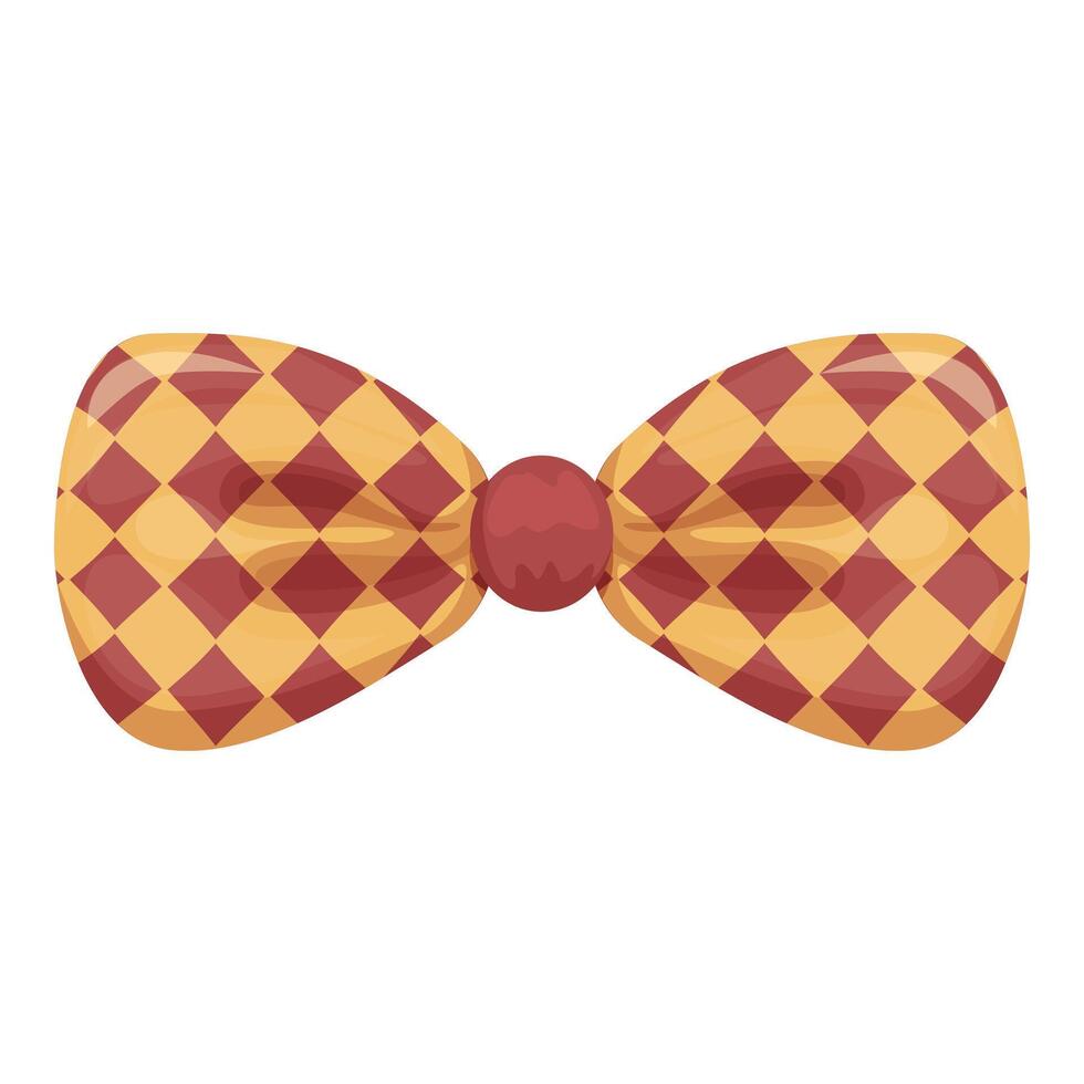Yellow and red checkered bow tie with a red knot for a distinguished gentleman vector