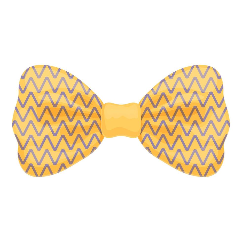 Yellow bow tie with a purple zig zag pattern for a stylish touch vector