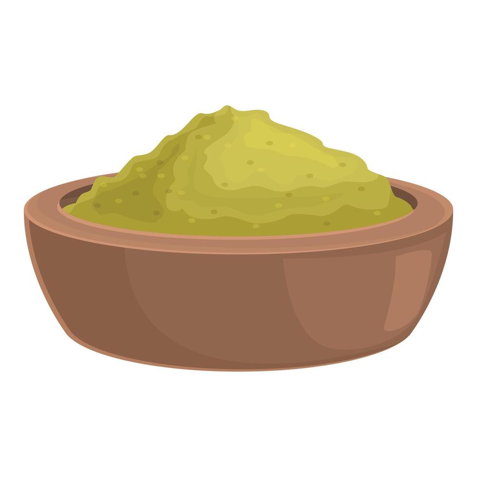 Wooden bowl overflowing with vibrant green matcha powder vector