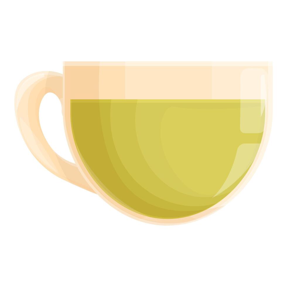Glass cup of green tea with handle filling a frame on white background vector