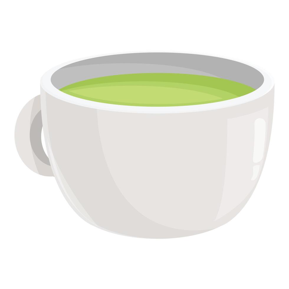 White cup filled with green matcha tea offering a moment of tranquility and flavor vector