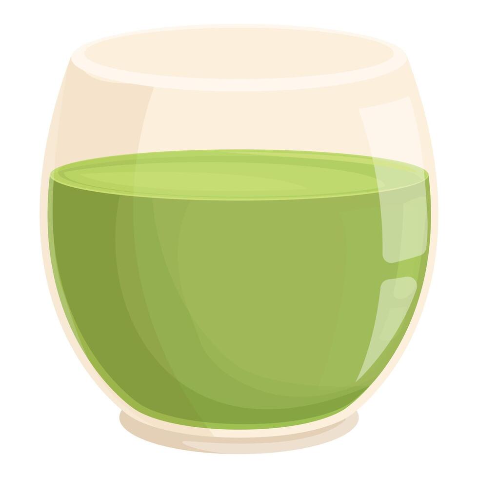 Green matcha tea in glass cup standing on white background vector