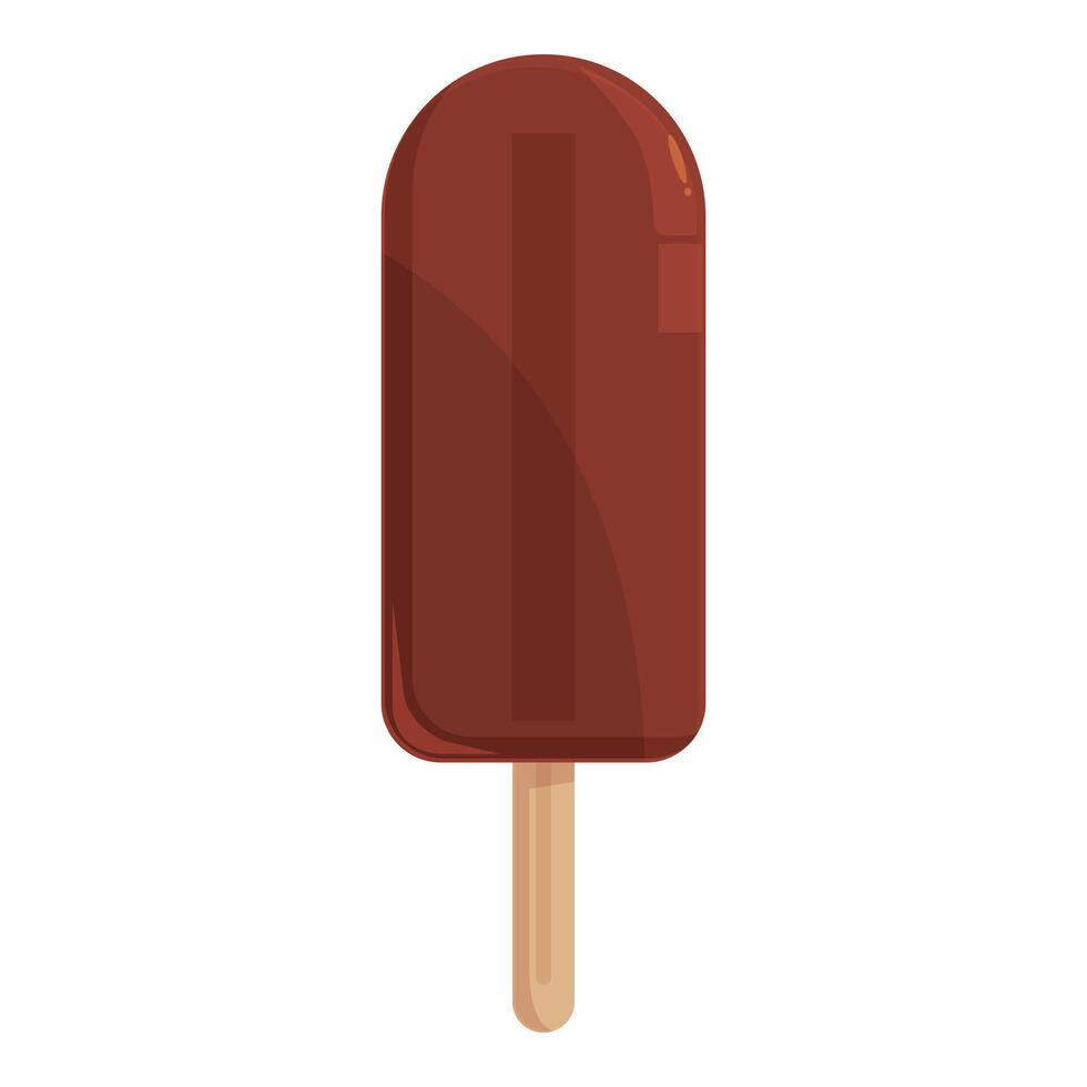 Classic chocolate ice cream on a stick, perfect for cooling down on a hot day vector