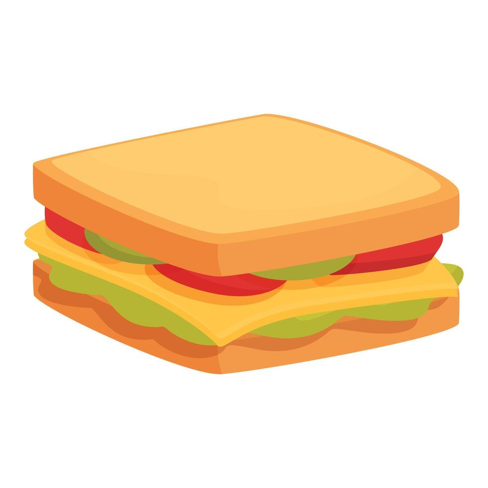 Delicious toast bread sandwich with cheese, tomatoes and lettuce is looking tasty vector