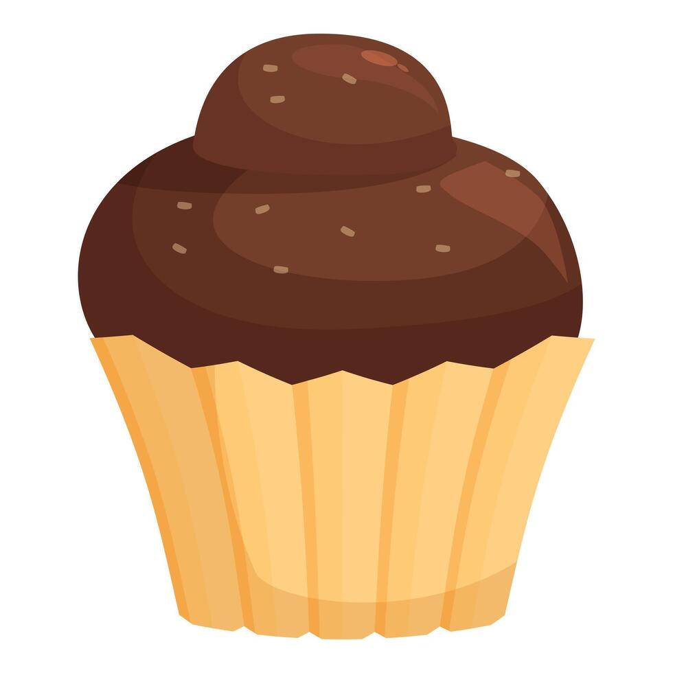 Delicious chocolate cupcake decorated with sprinkles sitting in a paper cup vector