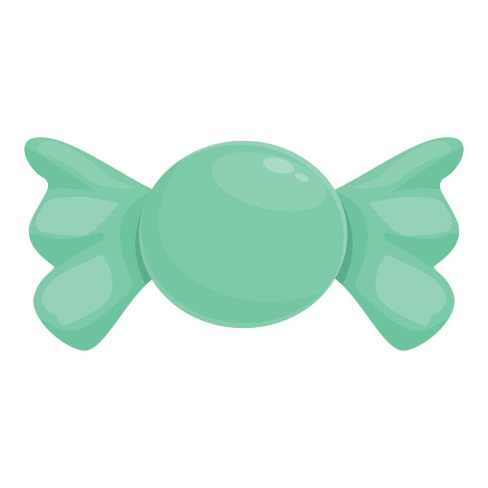 Mint round candy wrapped in green foil with wings vector