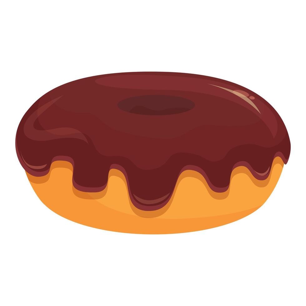 Cartoon illustration of a chocolate donut with dripping glaze vector