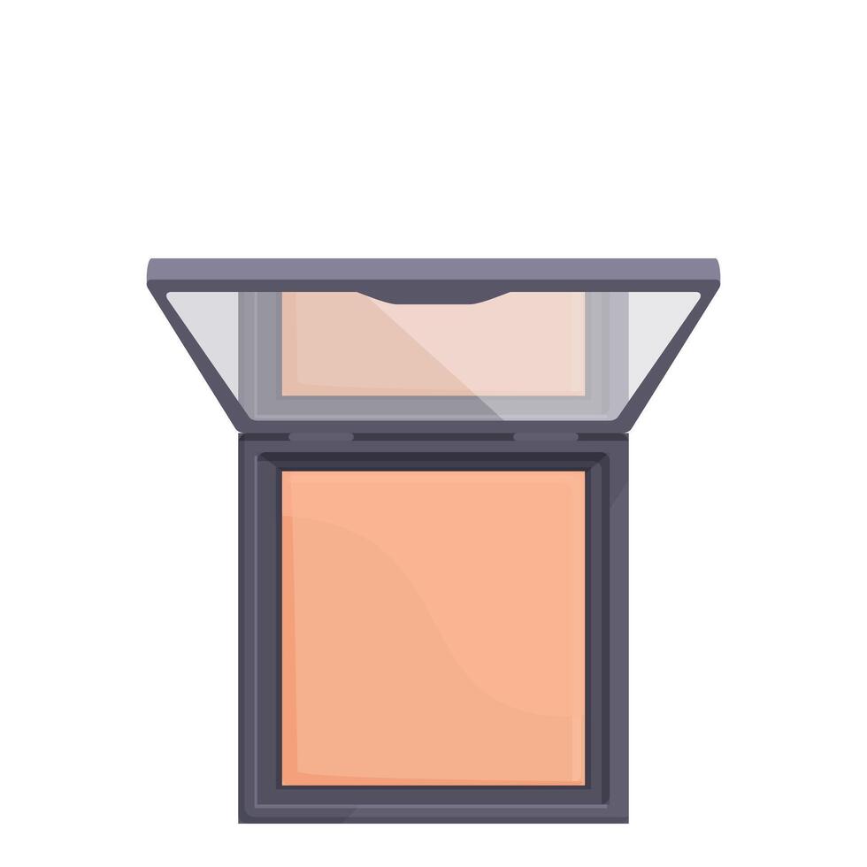 Square makeup powder compact with mirror open showing cosmetic product vector
