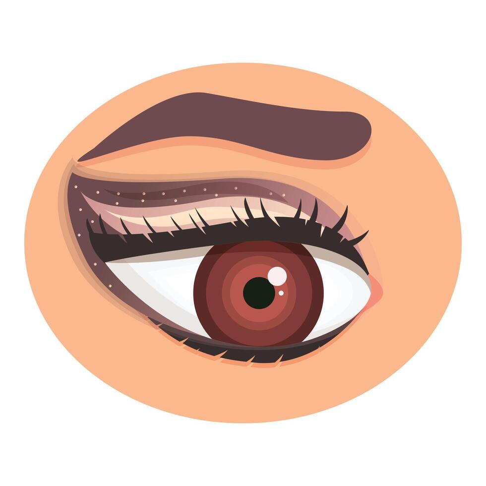 Woman's eye with long black eyelashes and shimmering purple eyeshadow looking sideways vector