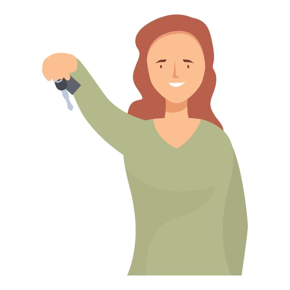 Young woman is smiling while holding up car keys vector