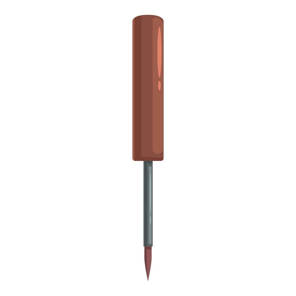 Awl with wooden handle is piercing something with its sharp tip vector