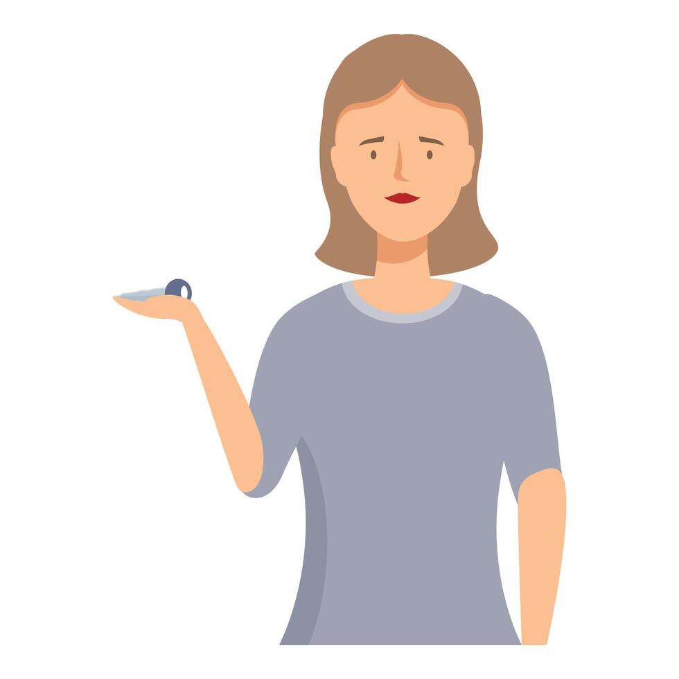 Woman holding car key in hand showing new vehicle concept vector