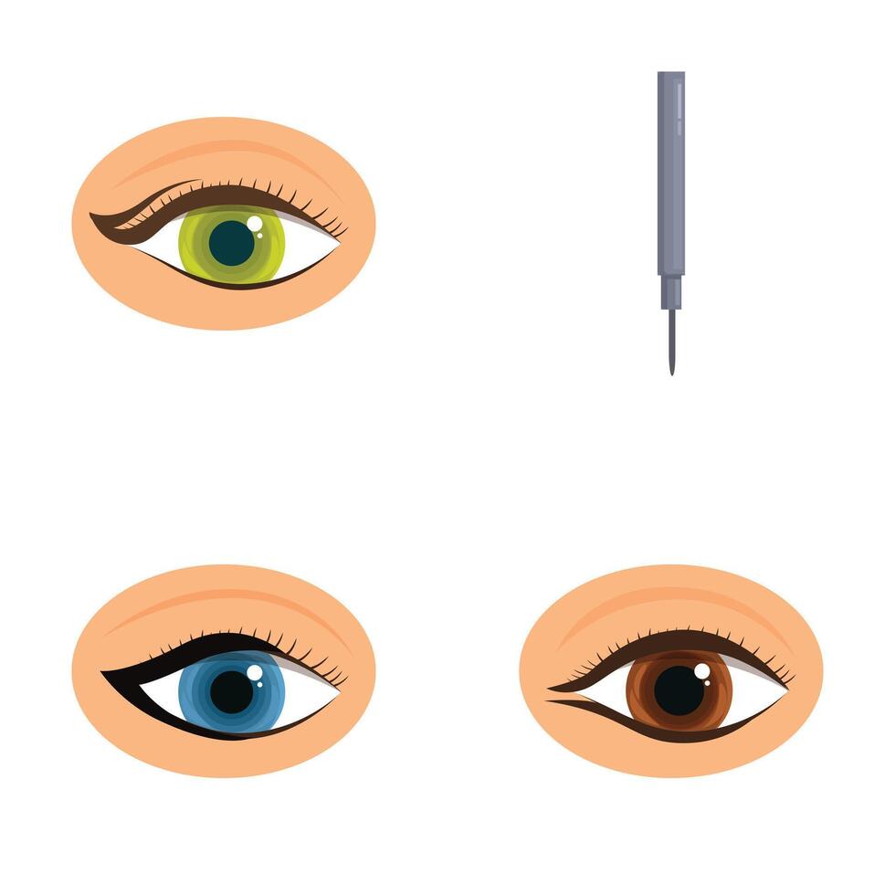 Set of human eyes and syringe illustration vector
