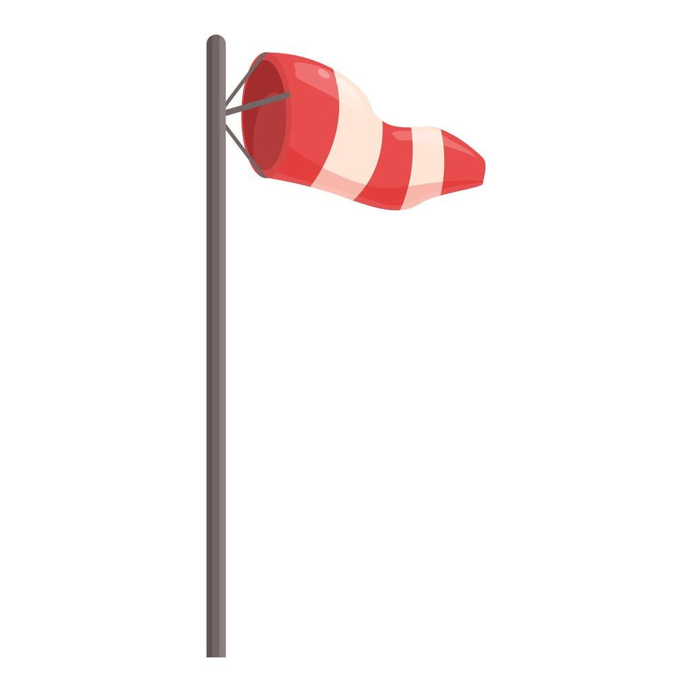 Red and white windsock is being inflated by the wind vector