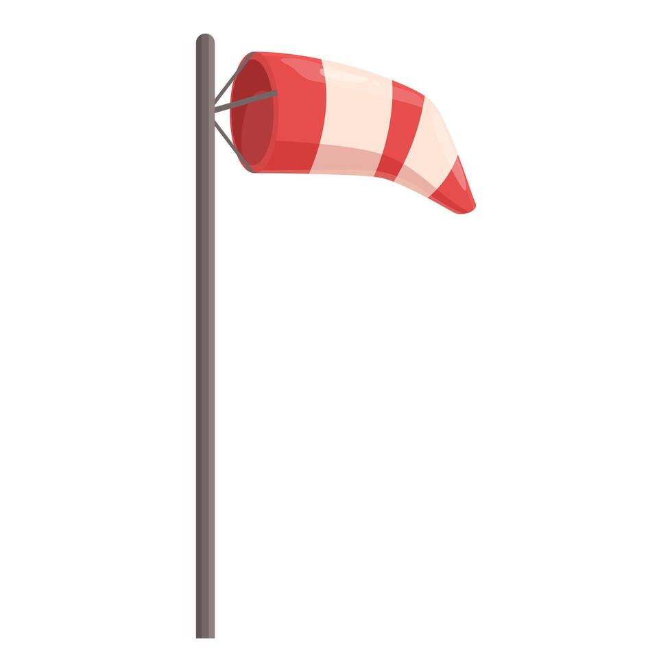 Simple illustration of a windsock showing the wind blowing vector