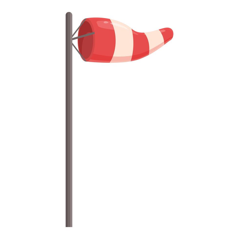 Red and white windsock showing wind direction and speed vector
